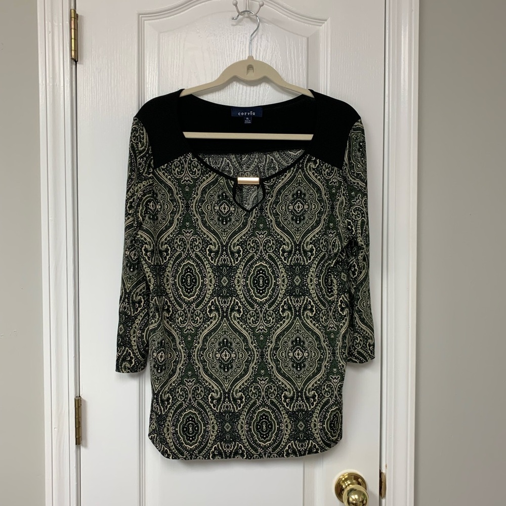 Lady’s Geometric L/S Tunic Top by Corvia size XL